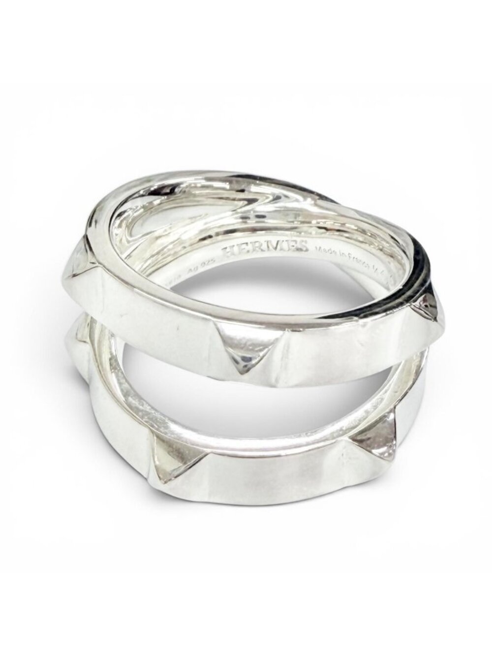 Hermes Clou de H Double Ring Silver